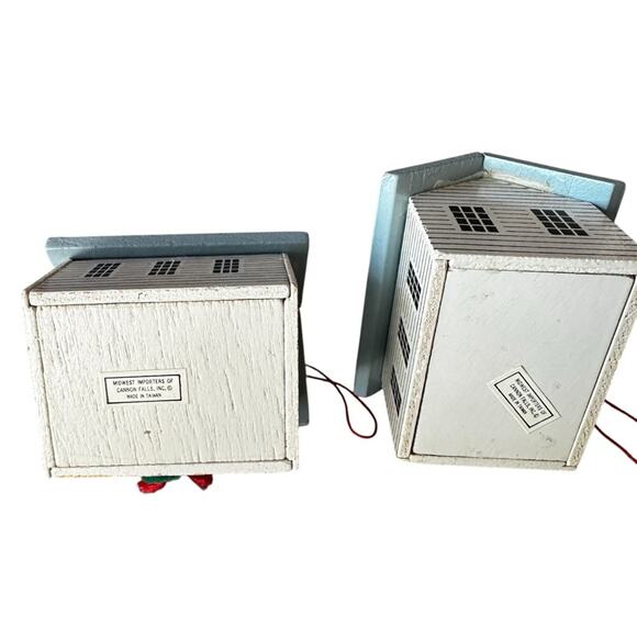 Midwest Importers of Cannon Falls Wood Christmas White Village Ornament Set Lot - Picture 3 of 4